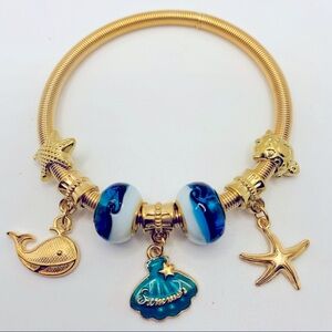 Bracelet Whale Turtle Shell Starfish blue beads